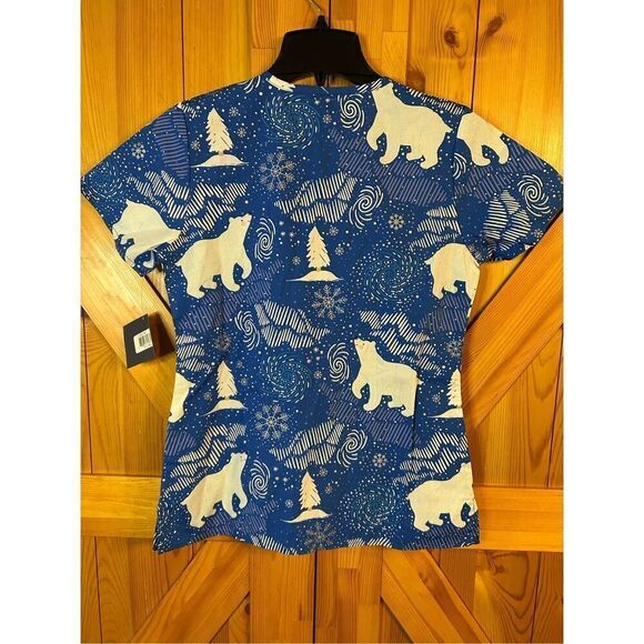 Zoe and Chloe Ladies V-Neck Top POLAR BLIZZARD Scrub Top Size XS nwt (0355) - Picture 6 of 6